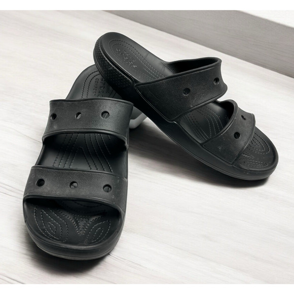 CROCS Other - Crocs Iconic Comfort Classic Double Strap Sandals Black Men's Size 12 Women's 10